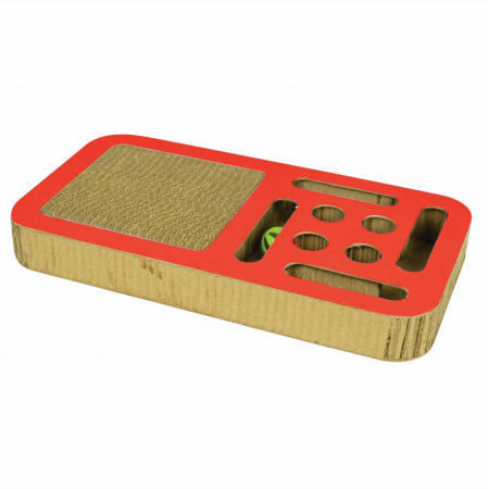 Pisici - Carton de zgariat pentru pisici, Scratch&Play, 45.08×24.38×5.08 cm, Rosu
