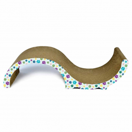 Pisici - Carton de zgariat pentru pisici, model semitunel, 62.23×23.49×16 cm, Multicolor