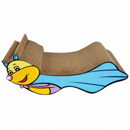 Pisici - Carton de zgariat pentru pisici, model iepure, 46.35×21.59×18.09 cm, Multicolor