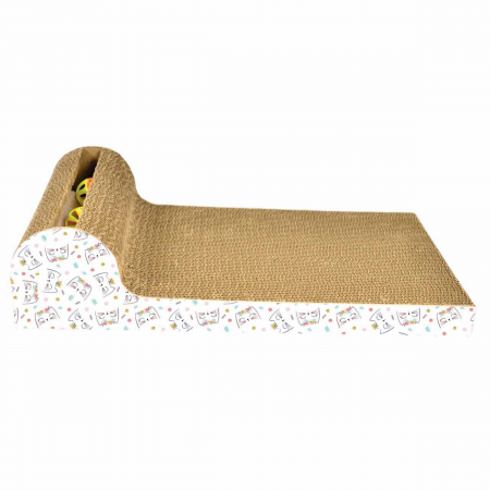 Pisici - Carton de zgariat pentru pisici, Scratch&Play, model sezlong, 53.34×23.81×12.7 cm, Multicolor
