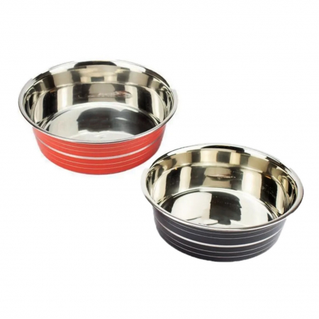 Castroane si boluri pentru apa si mancare - Bol pentru hrană animale, inox, diametru 350 ml, 13 cm, Roșu/Negru Agility