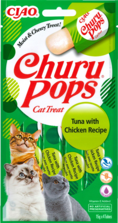 Recompense Delicioase - Churu Pops Recompensa Suculenta cu Pui si Ton fara cereale - 4 x 15 g
