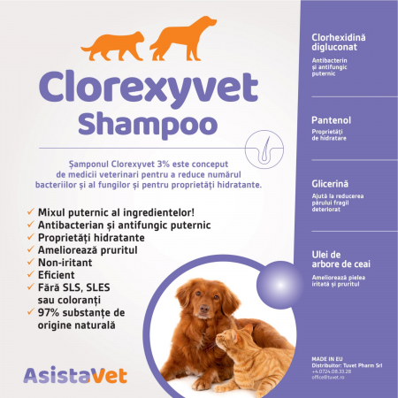 Sampon dermatologic antiseptic si hidratant cu clorhexidina 3% Clorexyvet [2]