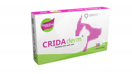 Dermatologice Caini - Supliment CridaDerm pentru caini si pisici, conceput pentru a sprijini refacerea pielii și blănii - 30 comprimate