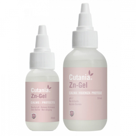 Dermatologice Caini - Formula dermatologica sub forma de gel, cu pH neutru, efect calmant si dezinfectant CUTANIA Zn-Gel, VetNova, 30ml