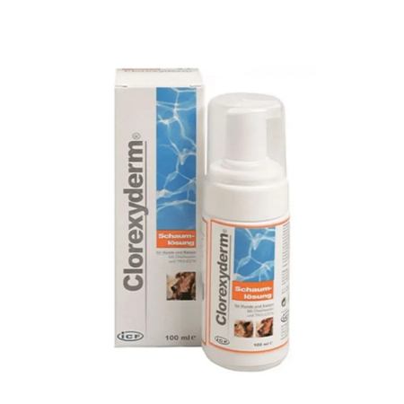 Dermatologice Pisici - Clorexyderm 4%, spuma antiseptica pentru caini si pisici, flacon x 100 ml
