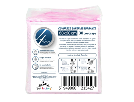 Igiena si ingrijire caini - Covorase absorbante Igienice 4DOG 60x60cm 30buc