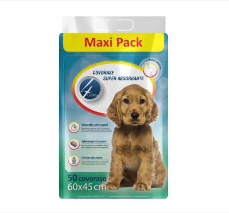 Caini - Covorase absorbante Igienice 4DOG 60x45 cm 50 buc