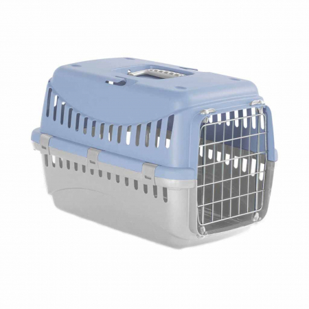 Custi transport - Pisici - Cusca transport animale MPB GIPSY S, 46x31x32 cm, usa metalica, Albastru