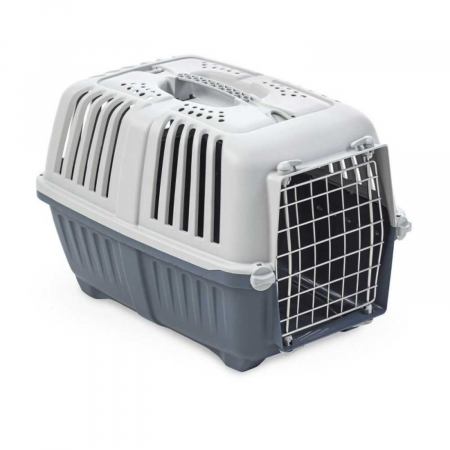 Custi transport - Pisici - Cusca transport Pratiko 1 Metal Albastru - 48×31,5x33 cm