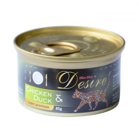 Pisici - Conserva Hrana Umeda DESIRE Pui File si Rata in Gelatina 85g