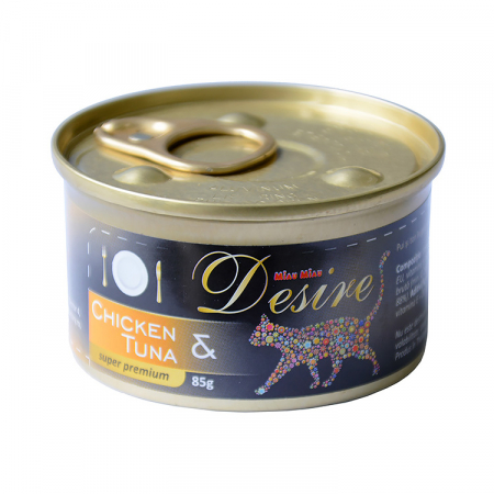 Pisici - Conserva Hrana Umeda DESIRE Pui File si Ton in Gelatina 85g