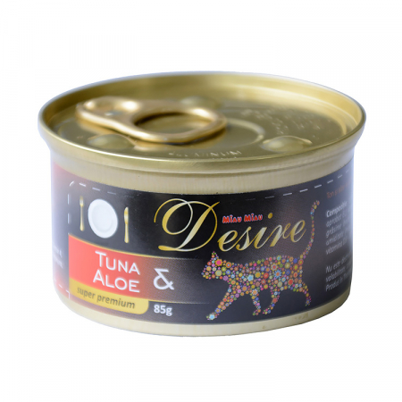 Pisici - Conserva Hrana Umeda DESIRE Ton File si Aloe in Gelatina 85g