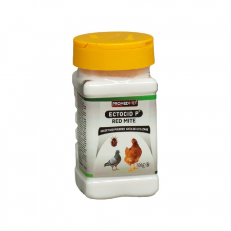 Farmacie pasari - Ectocid pulbere antiparazitara pentru pasari, P red mite 20gr