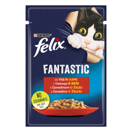 Pisici - Felix Fantastic Vită în Aspic hrana umeda - 85 g