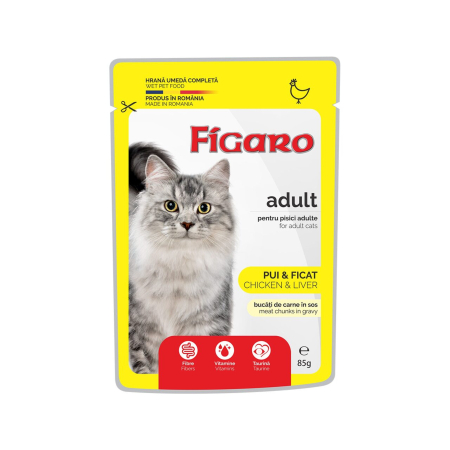 Hrana Umeda - Figaro, hrana umeda completa cu pui pentru pisici adulte 100 g