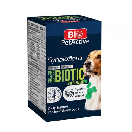 Afectiuni Digestive - Bio PetActive Synbioflora pentru Caini de Talie Mica - 60 tablete