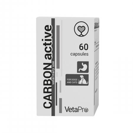 Suplimente nutritive, vitamine - VETAPRO carbon active 500MG 60cap/cut suport gastrointestinal caini si pisici