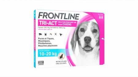 Deparazitare externa - Frontline Tri-act M spot on pt. caini 10-20 kg - 3 pipete antiparazitare