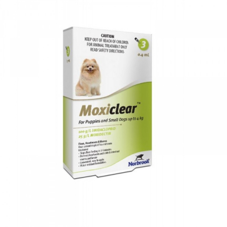 Deparazitare externa - Moxiclear Caine Spot-On S 0.4 ml 0-4 kg 3 pipete