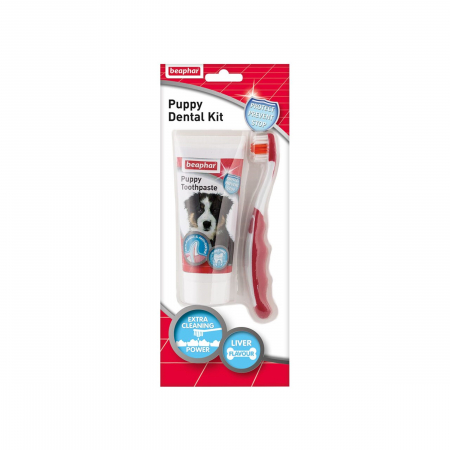 Igiena Catel - Kit dentar pasta+periuta pentru catelusi beaphar 50g