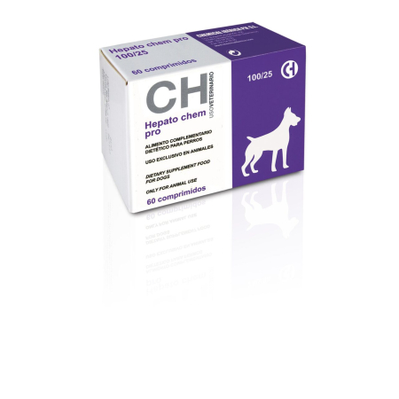 Caini - HEPATO CHEM PRO 100/25 supliment pentru caini de talie medie, recomandat pentru sustinerea hepatica 60 tbl