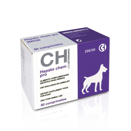 Caini - HEPATO CHEM PRO 200/50 supliment nutritional pentru caini de talie medie, recomandat pentru sustinerea hepatica 60 tbl