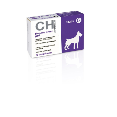 Caini - HEPATO CHEM PRO 100/25 supliment pentru caini de talie medie, recomandat pentru sustinerea hepatica 30 tbl