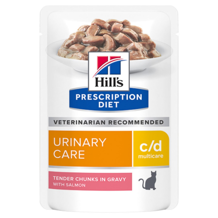 Diete veterinare pisici - Hill's PD Feline c/d Salmon, urinary care, hrana umeda pentru pisici, 85 g