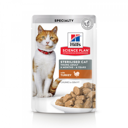Pisici - Hill's SP Feline Young Adult Sterilised Turkey 85 g