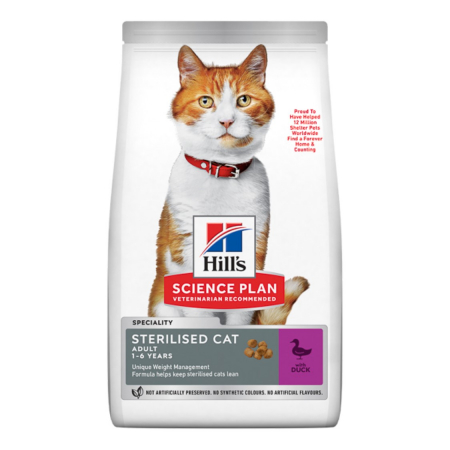 Pisici - Hill's SP Feline Adult Sterilised Duck 10 kg