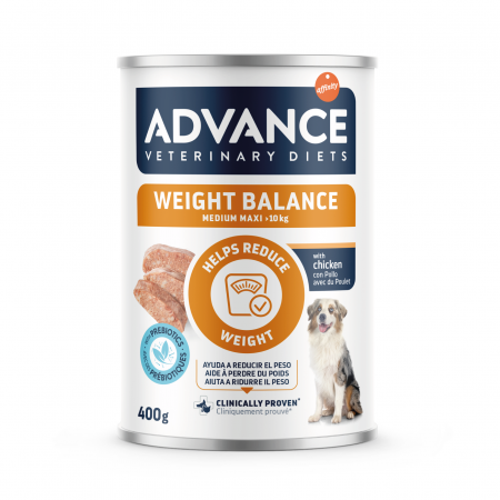 Diete veterinare caini - Advance, conserva hrana umeda dieta dog Weight Balance med-maxi - 400 gr