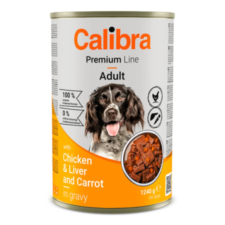 campanie royal saci adult - Hrana umeda caini, Calibra Dog Premium Can with Chicken & Liver 1240 g