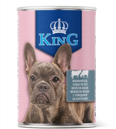 Hrana Umeda Caini - Hrana umeda caini King Dog - conserva cu carne de vita - 415g