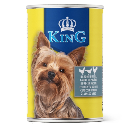 Hrana Umeda Caini - Hrana umeda caini King Dog - conserva cu carne de pasare - 415g