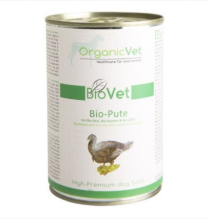 campanie royal saci adult - Hrana umeda caini, OrganicVet Biovet – Curcan, orez, morcovi, mere organice - 400g