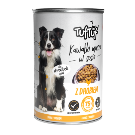 Hrana Umeda Caini - Hrana umeda caini, TUF TUF DOG CHUNKS cu PUI- conserva 1250g