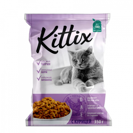 Pisici - Hrana uscata pentru pisici adulte KITTIX, carne de pui, 350G