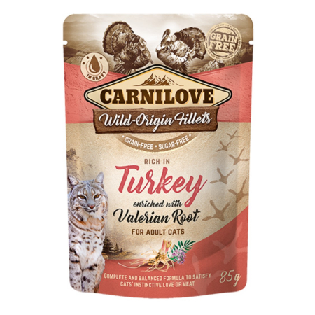 Pisici - Hrana Umeda pentru pisici Carnilove Curcan si Valeriana, 1x85 g