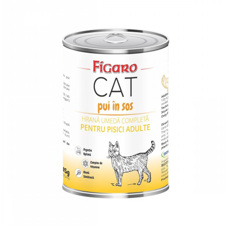 Pisici - Hrana umeda pentru pisici figaro cat Pui in sos conserva 415g