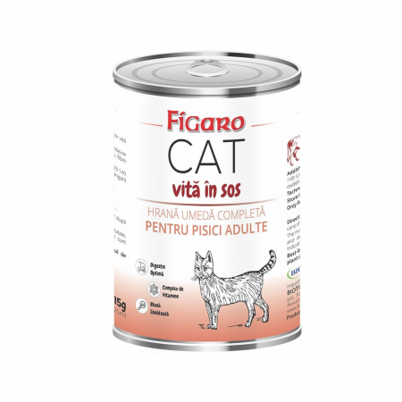 Pisici - Hrana umeda pentru pisici figaro cat vita in sos conserva 415g