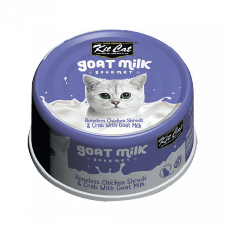 Hrana Umeda - Hrana umeda pentru pisici, Kit Cat Goat Milk Gourmet,File de Pui Fara Oase & Crab cu Lapte de Capra, 70g