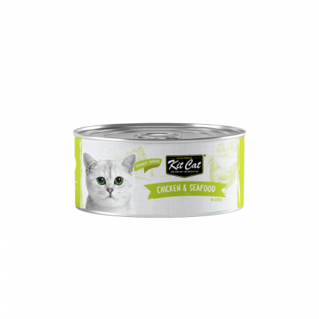 Hrana Umeda - Hrana umeda pentru pisici Kit Cat Pui fără Oase & Toppinguri de Fructe de Mare, 80g