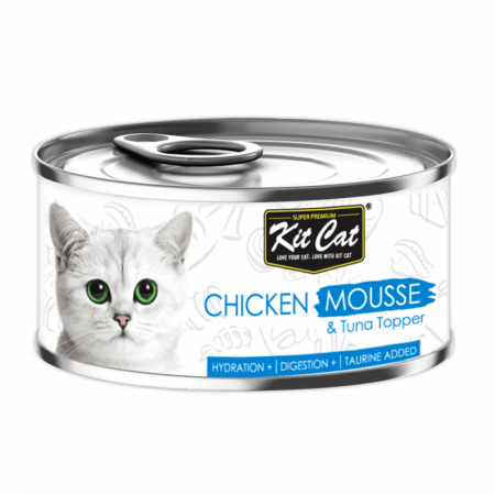 Hrana Umeda - Hrana umeda pentru pisici, Kit Cat Mousse de Pui cu Topping de Ton 80g