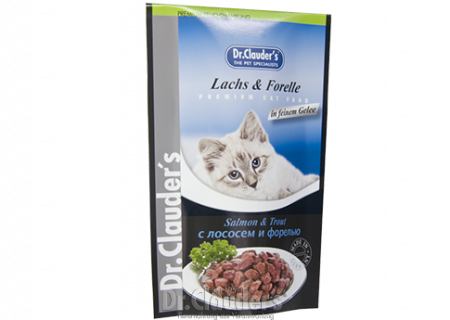 Hrana Umeda - Hrana umeda pisica cu somon si pastrav Dr Clauder, 100 g