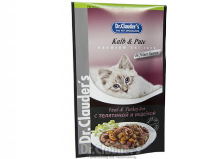 Hrana Umeda - Hrana umeda pisica cu vitel si curcan Dr Clauder, 100 g