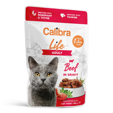 campanie royal saci adult - Hrana umeda pisici, Calibra Cat Life Pouch Adult Beef in Gravy 85 g