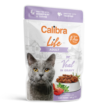 campanie royal saci adult - Hrana umeda pisici, Calibra Cat Life Pouch Adult Veal in Gravy 85 g