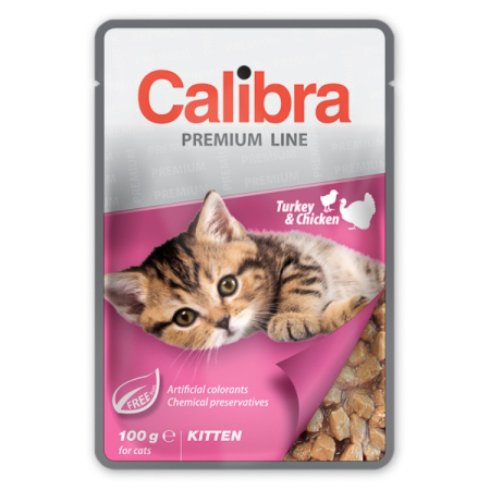 Hrana Umeda - Hrana umeda pisici, Calibra Cat Pouch Premium Line Kitten Turkey & Chicken 100 g