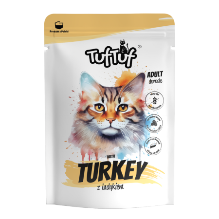 campanie royal saci adult - Hrana umeda pisici, TUF TUF CATcu Curcan- plic 300G